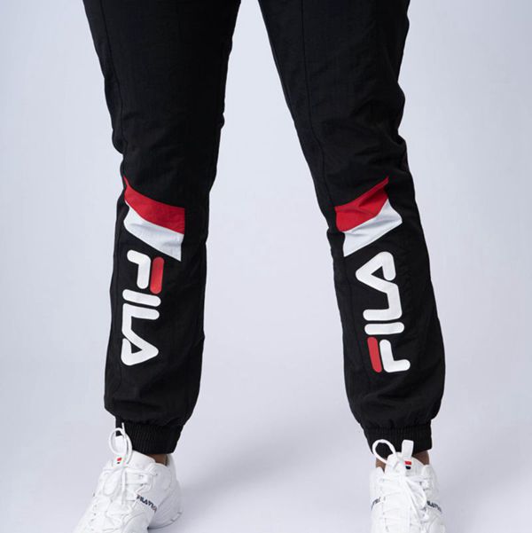 Fila Luigi Light Weight Track Men's Pants - Black/Red/White,NZ 978-49207